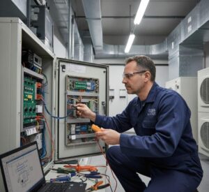 tecnico arreglando un aire acondicionado